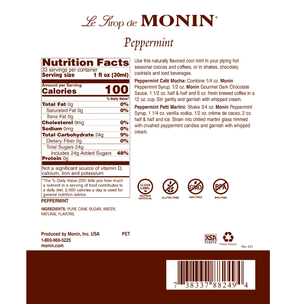 Monin Peppermint Syrup Mug - Image 2