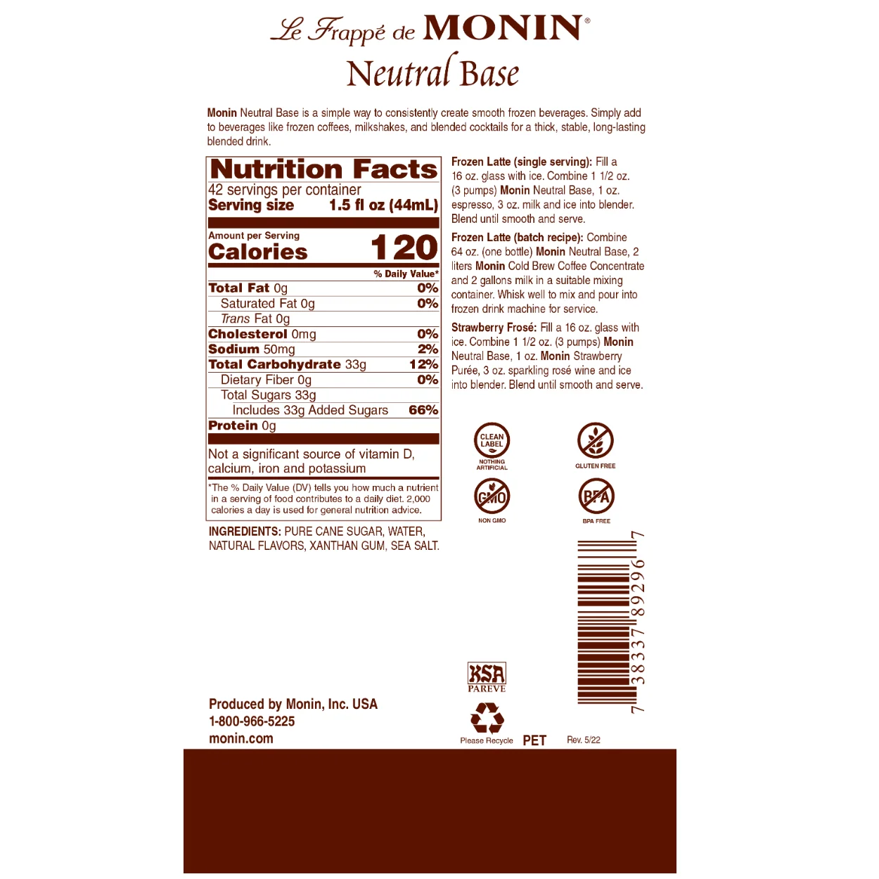 Monin Neutral Beverage Base (Dairy Free) Coffee - Image 2