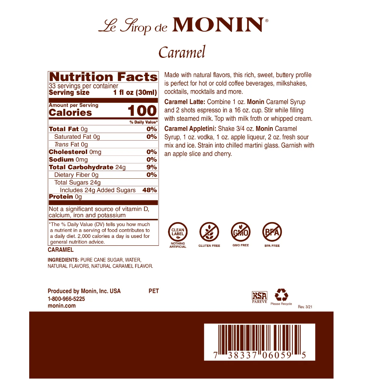 Monin Caramel Syrup Coffee - Image 2